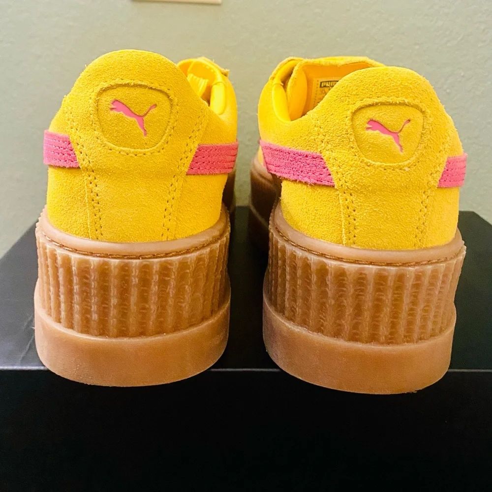 NIB Puma X Fenty Yellow & Pink Suede Cleated Creeper Sneakers